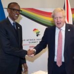 UK's Foreign Secretary Boris Johnson greets the President of Rwanda Paul Kagame in London in 2018 [File: Aaron Chown via Reuters]
