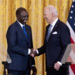 Kenyan President William Ruto and U.S. President Joe Biden shake hands during a joint press conference at the White House in Washington, U.S., May 23, 2024. REUTERS/Elizabeth Frantz/File Photo